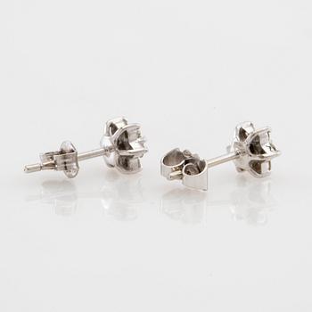 Earrings, a pair of 18K white gold set with round brilliant-cut diamonds.