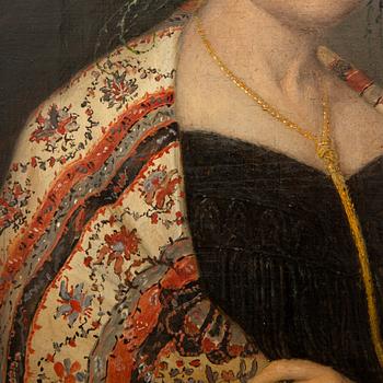 Unknown artist, 19th century, Portrait of a lady with a shawl.