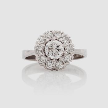 A brilliant-cut diamond ring.