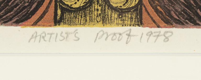 Jyoti Bhatt, etching in colours, 1978, signed AP.