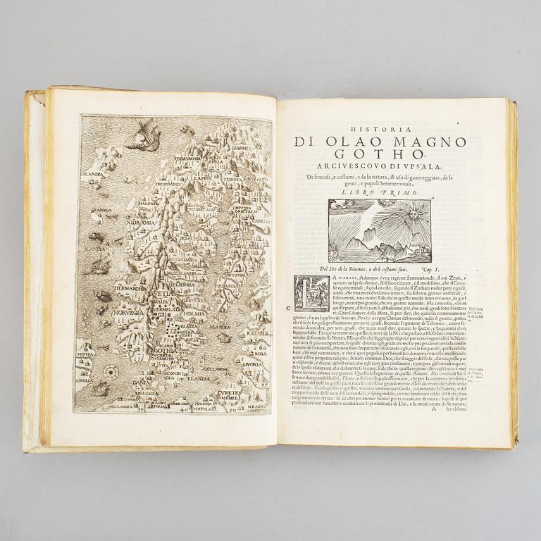 With engraved map of Scandinavia, 1565.