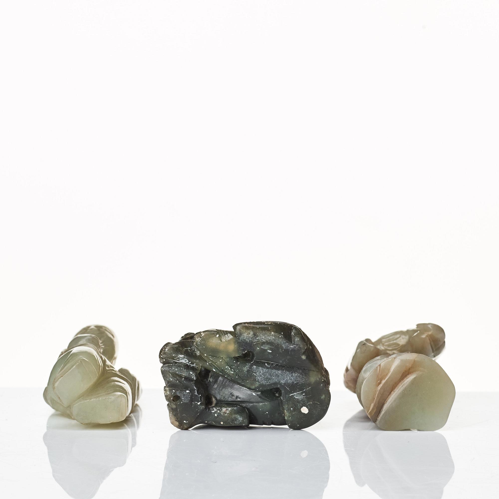 The nephrite figurines, China, circa 1900.