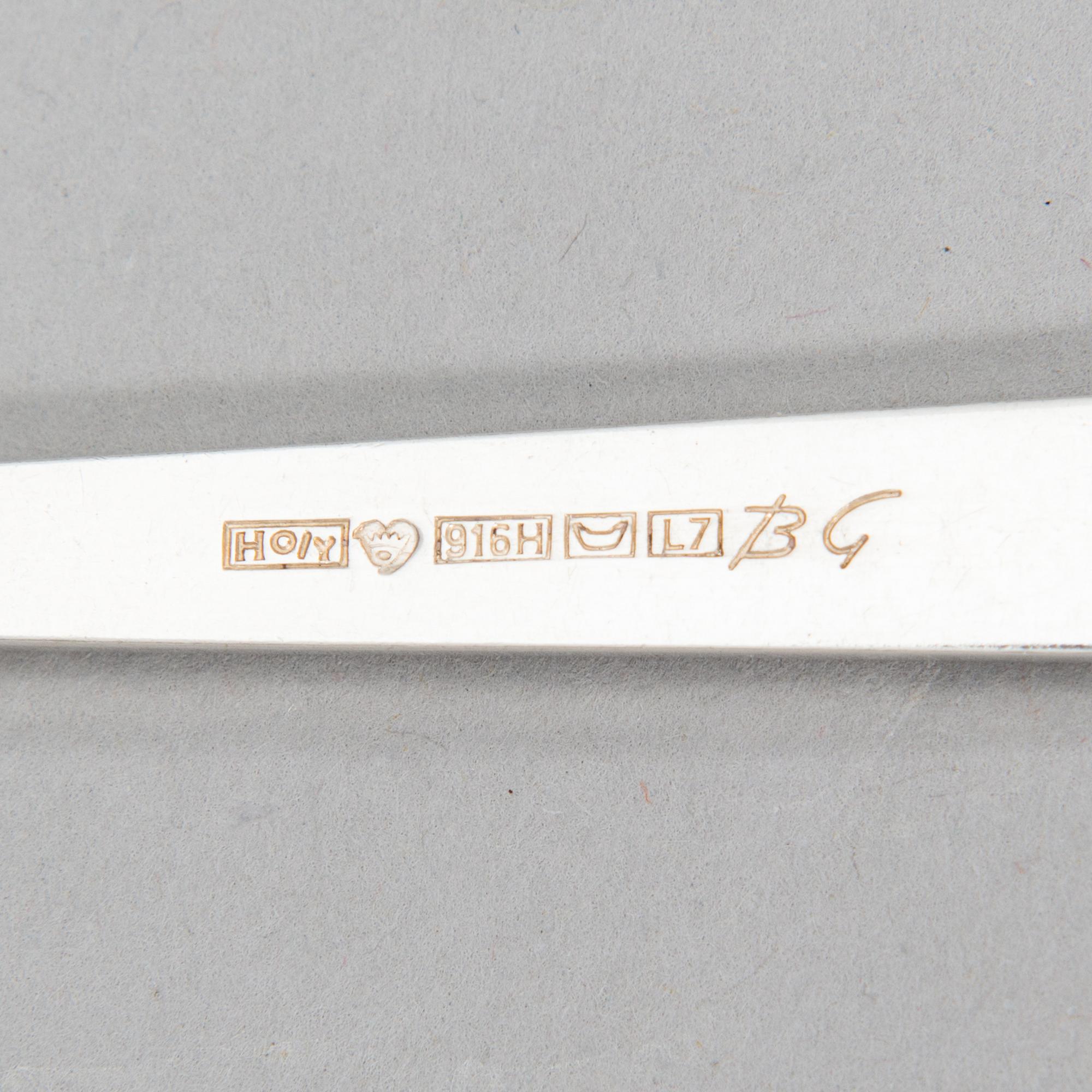 Bertel Gardberg, A 96-piece set of "Birgitta" silver cutlery, marked BG, Hopeatehdas oy, Helsinki 1956-64.
