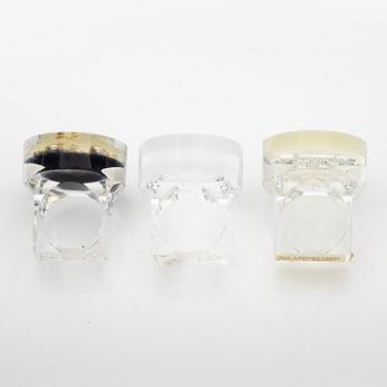 Siv Lagerström, three acrylic plastic rings, 1970s.