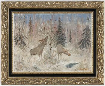 FOLKE RICKLUND, olja på pannå, signerad och daterad -37.