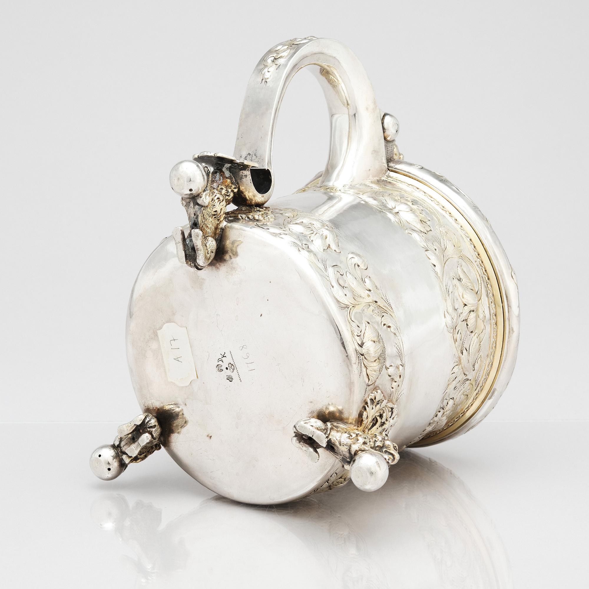 A Swedish Baroque parcel-gilt silver tankard, mark of Baltzar Ekeström, Halmstad 1768.