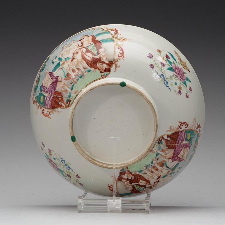 A famille rose 'European Subject' punch bowl, Qing dynasty, Qianlong (1736-95).