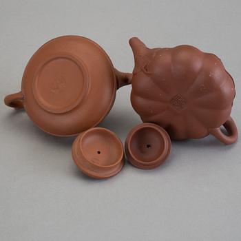 TEKANNOR, 4 st, Yixing-gods, Kina, 1900-tal.