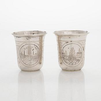 A pair silver cups, Moscow 1862.