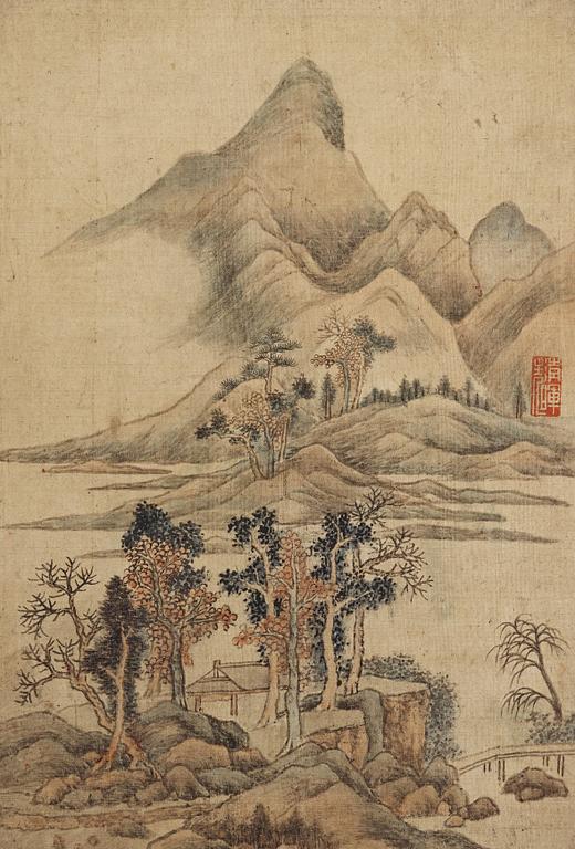 An album with 12 landscape paintings in the style of Wang Hui (1632-1717), Qing Dynasty, 19th century.