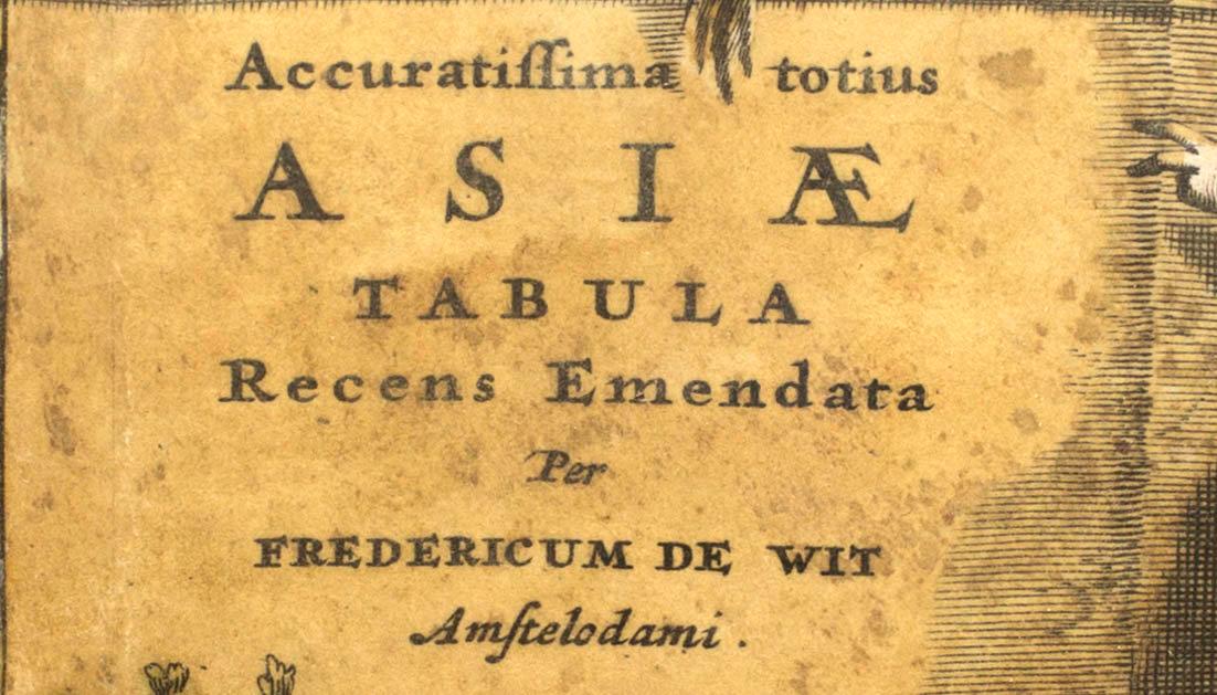 KARTA - FREDERIK DE WIT, Asien, handkolorerat kopparstick, ca 1690.