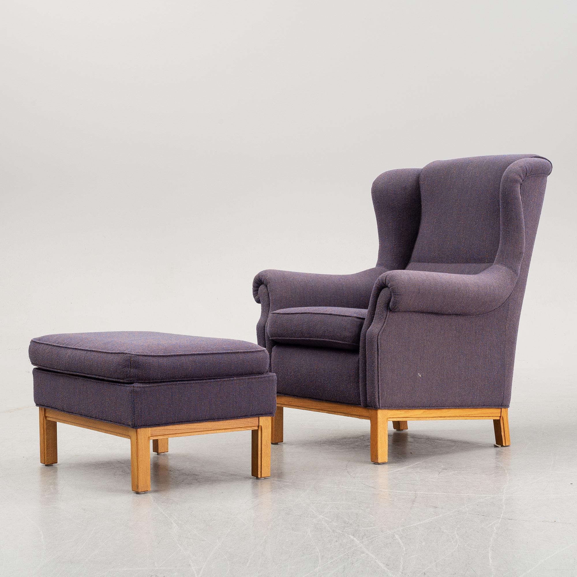 Easy chair and foot stool by Arne Norell, late 20th century.