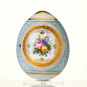 A Russian porcelain Easter Egg, 19th Century, presumably Imperial porcelain factory, St Petersburg.