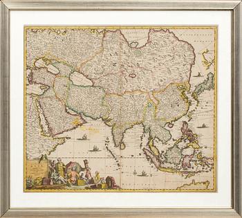 MAP - FREDERIK DE WIT, Asia, hand-colored engraving, ca 1690.