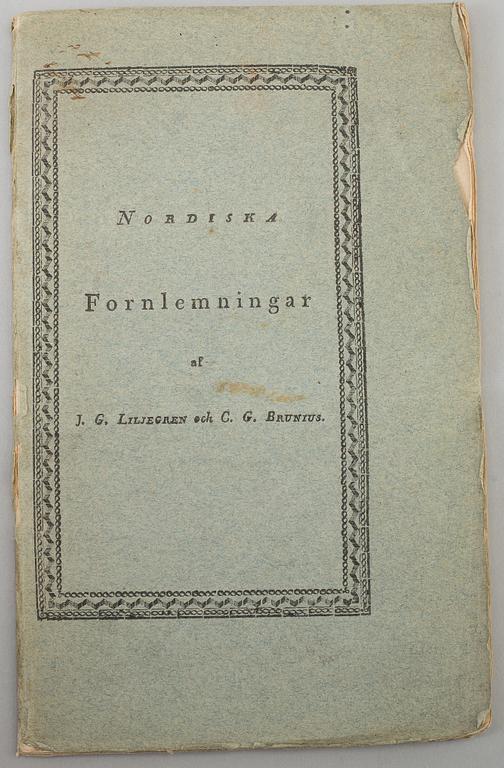 A book, J. G. Liljegren / C. G. Brunius: Nordiska fornlemningar. 1-2.
