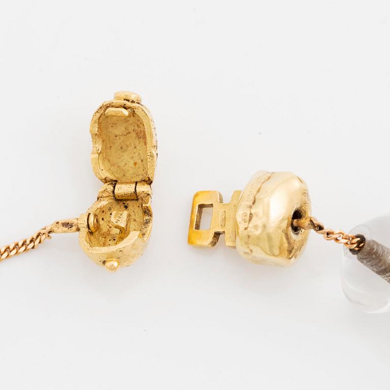 An 18K gold and Misani Milano necklace with quartz, turquoise and a round brilliant-cut diamond.