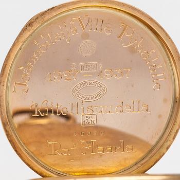 Record watch co, pocket watch and chain, 48 mm.
