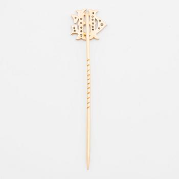 TIE Pin in shape of a letter monogram GH, 18k guld and whitegold, single-cut diamonds.