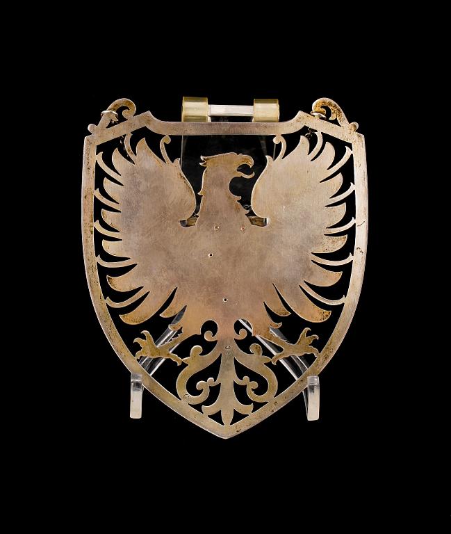 FLASKBRICKA, silver och emalj, Polen, 1900-talets första hälft.