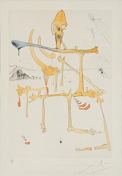 Salvador Dalí, torrnål kolorerad med stencil, 1975, signerad 266/300.