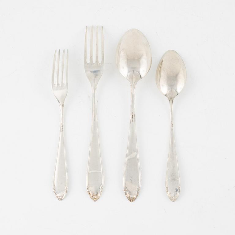 A 46-piece silver flat wear set, C.G.Hallberg, Stockholm, Sweden, 1934-37 cm.