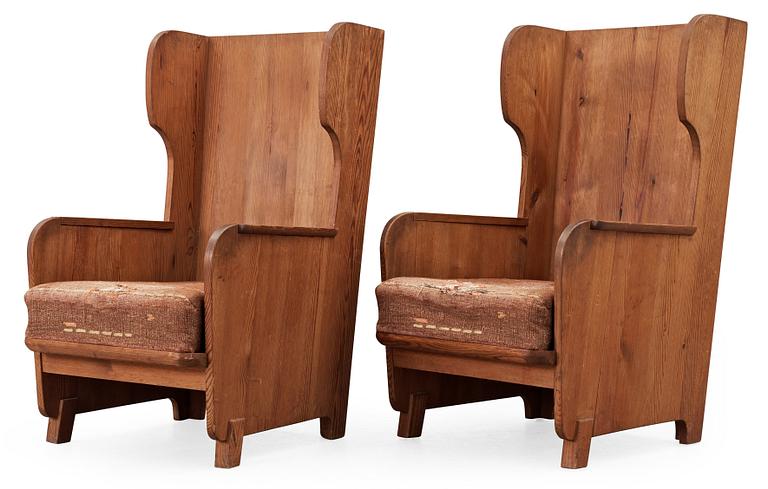 A pair of Axel Einar Hjorth 'Lovö' pine armchairs by Nordiska Kompaniet,