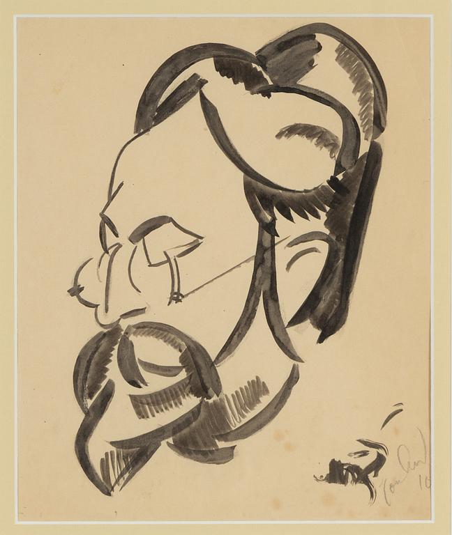 John Jon-And, tuschteckning på papper, signerad Jon And och daterad -16.