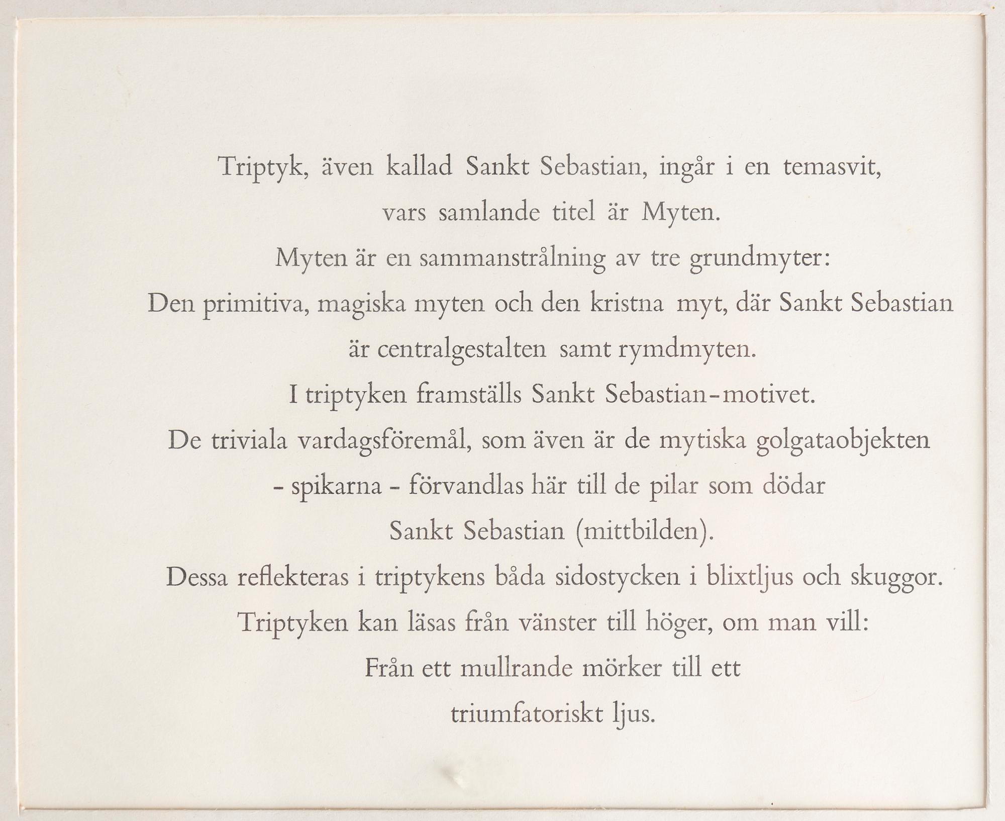 OLLE BONNIÉR, färglitografisk portfölj/triptyk, samramad, signerad Bonniér, daterad -64 samt numrerad 65/80 med blyerts.