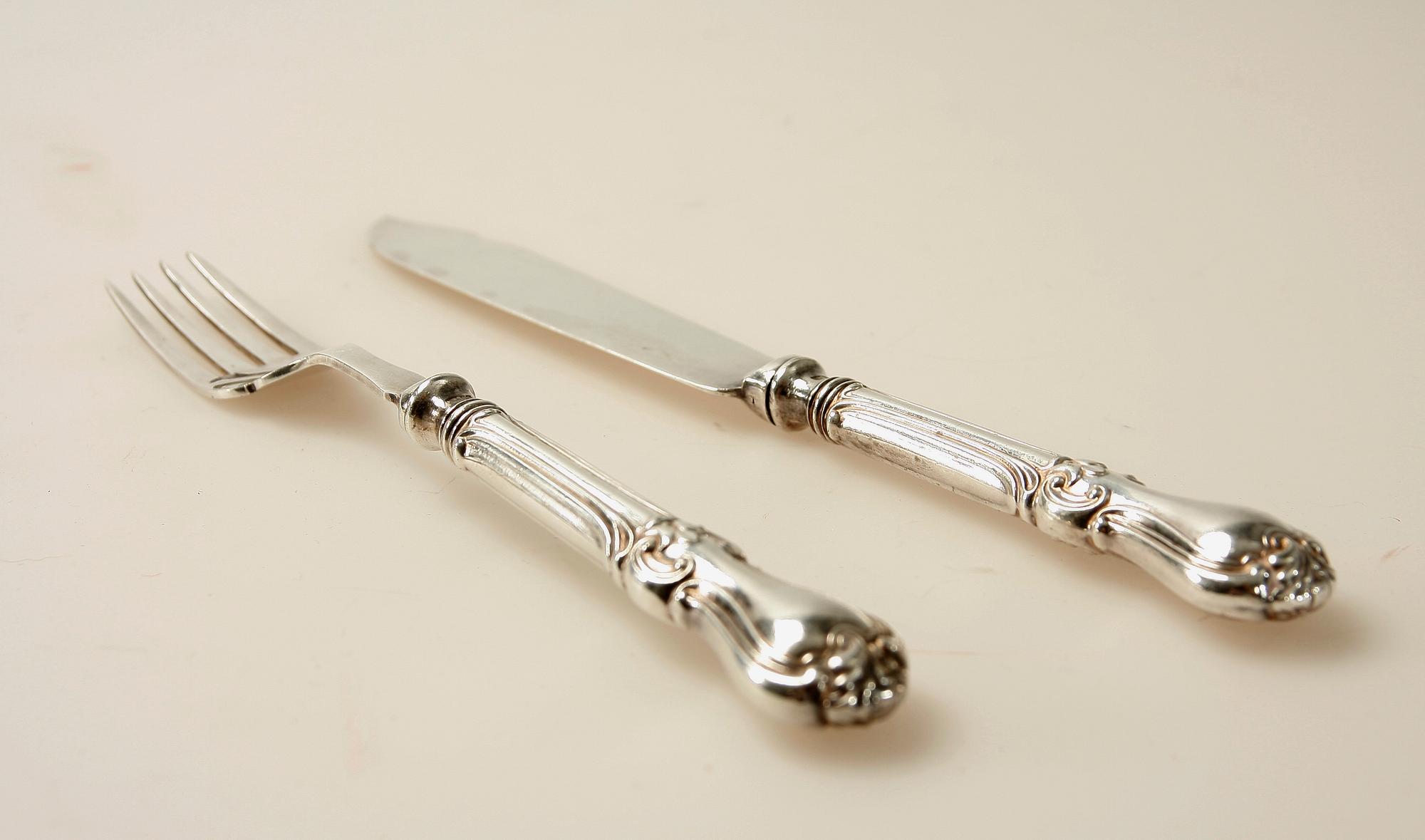 FISKBESTICK, 12 st, nysilver, modell "Olga".