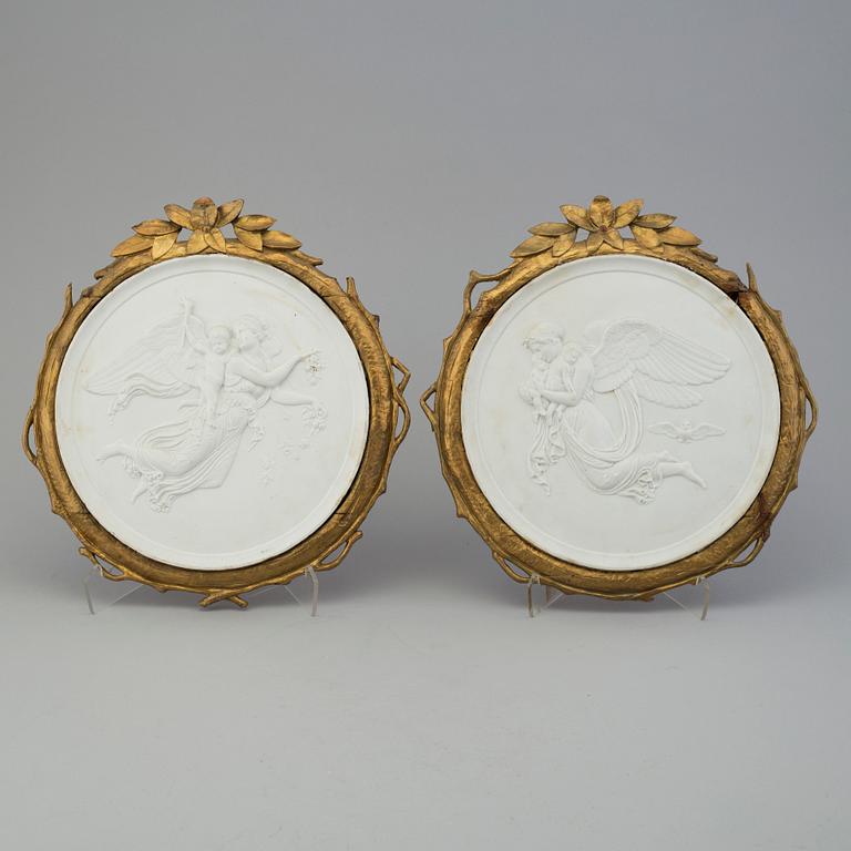 A pair of Parian Ware Wall Plaques, late 19th century.