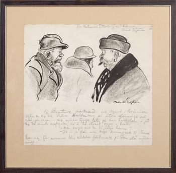 ALBERT ENGSTRÖM, tuschteckning, signerad.