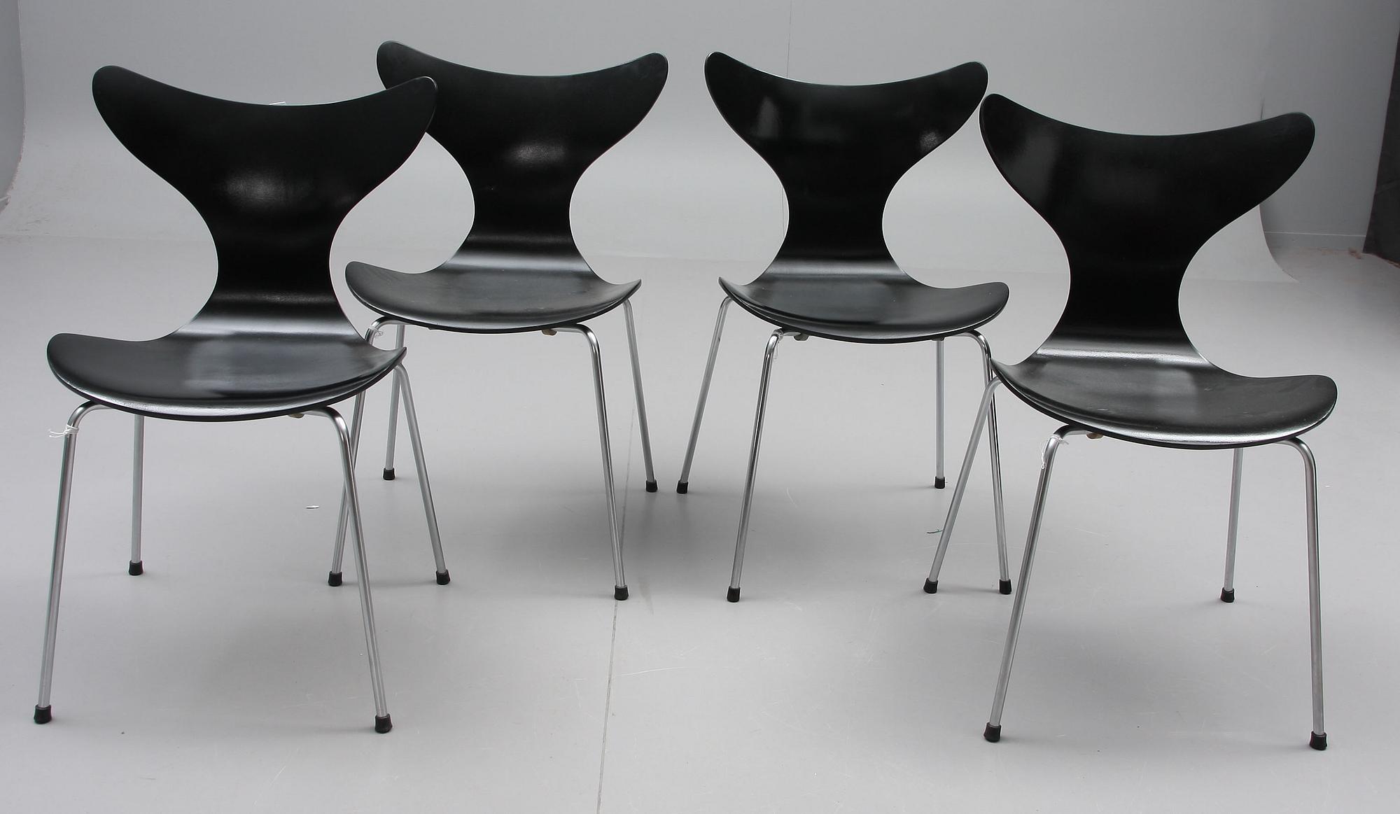 STOLAR, 4 st, "Mågen/Måsen", Arne Jacobsen, Fritz Hansen.