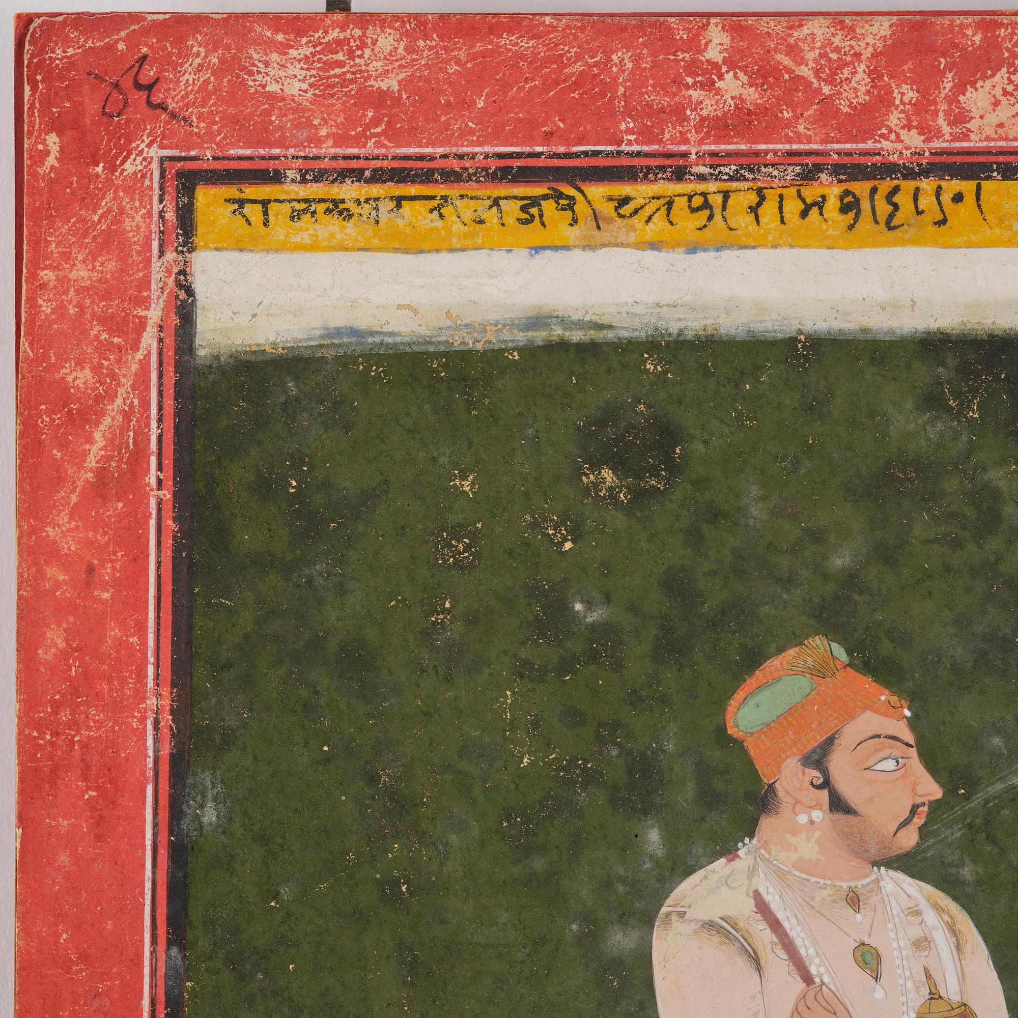 Porträtt av en Raja, Mewar, Norra Indien, sent 1700-tal.
