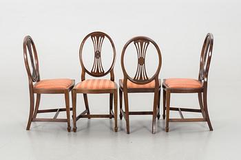 An early 20th century/20th century dining table and chairs, 3+6 pieces.