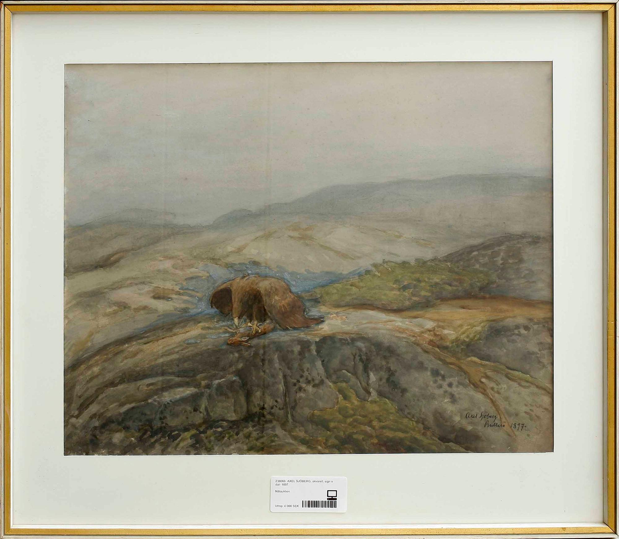 AXEL SJÖBERG, akvarell, sign o dat- 1897.