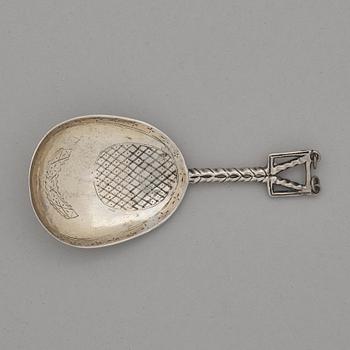 A Swedish late 18th century/early 19th century silver spoon, marks possibly of Olof Löfvander (Luleå 1795-1823 (1841)).