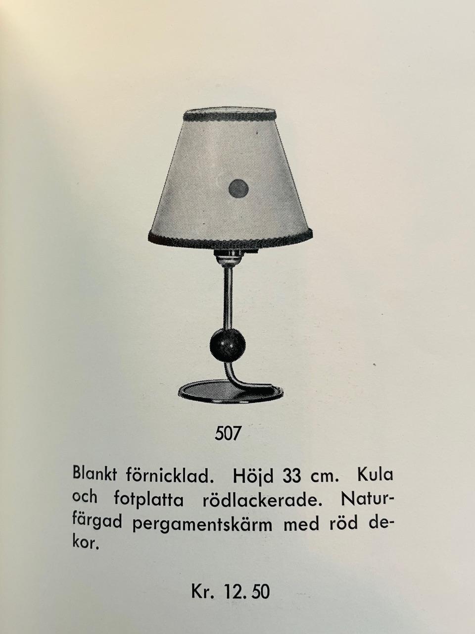 Boréns, bordslampa, modell "507", Borås, 1930-tal.