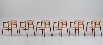 Adolf Relling & Sigurd Resell, a set of 6 "55 Bambi" chairs, Gustav Bahus eft. for Rastad & Relling, Norway 1950-60s.