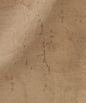 THANGKA. Tibet, troligen 1800-tal. Shakyamuni med lärjeungar och lamor.