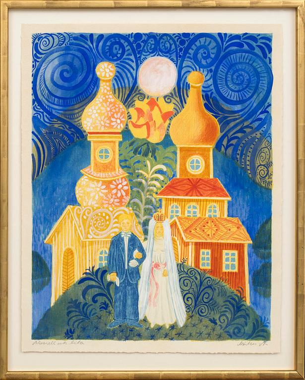 MÅRTEN ANDERSSON, akvarell och litografi signerad.