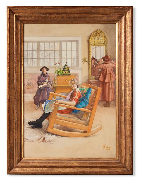 Carl Larsson, "Hattprovningen".