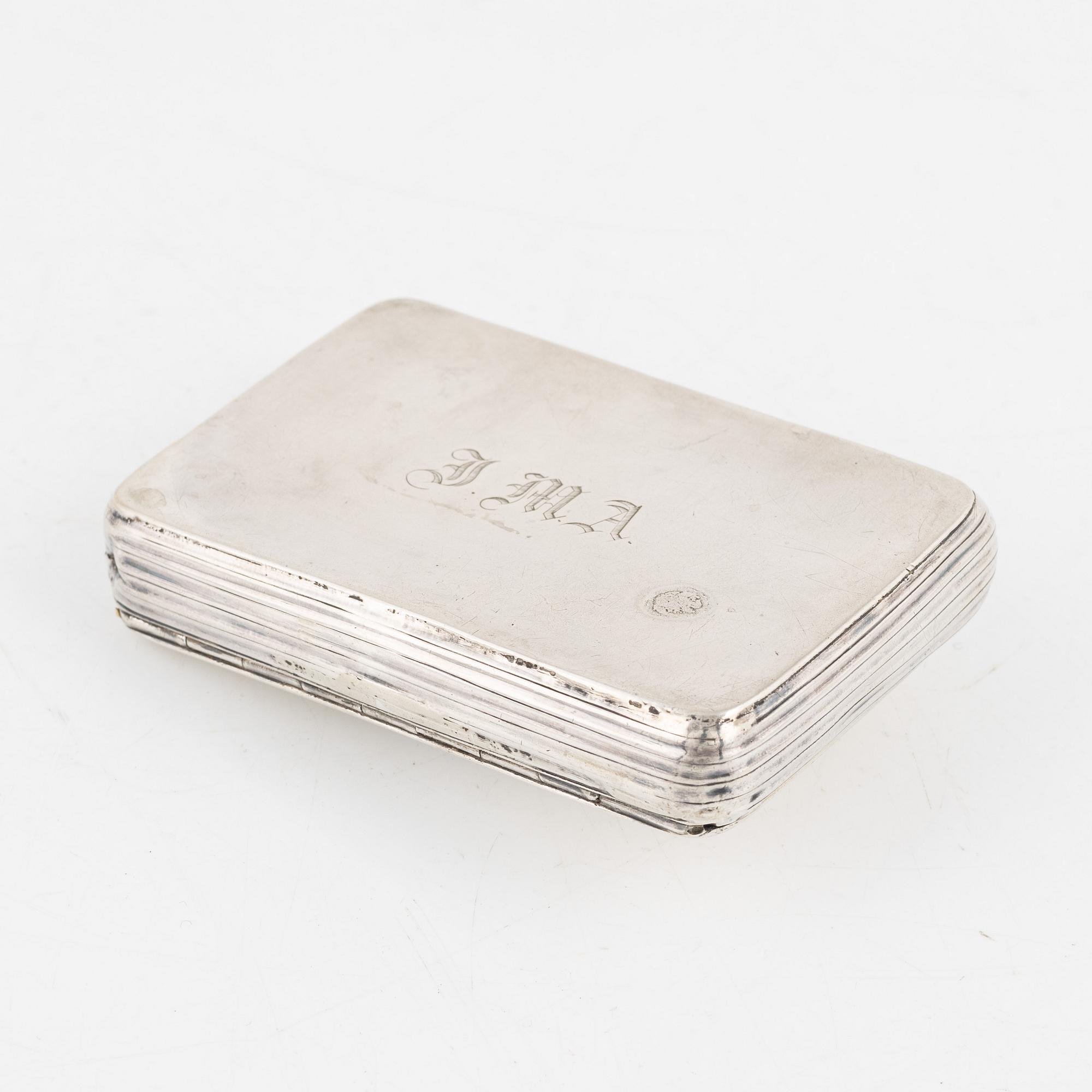 A Swedish Parcel-Gilt Snuff Box with Cameo, mark of Gustaf Grönvall, Stockholm 1856.