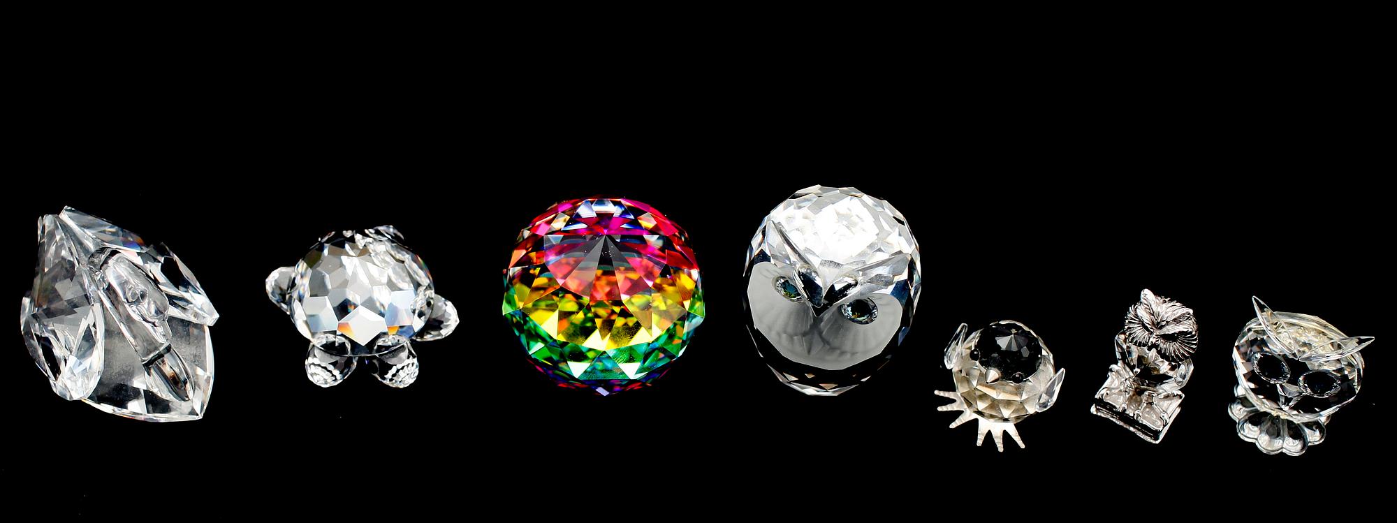 FIGURER, 7 st, glas, Swarovski.