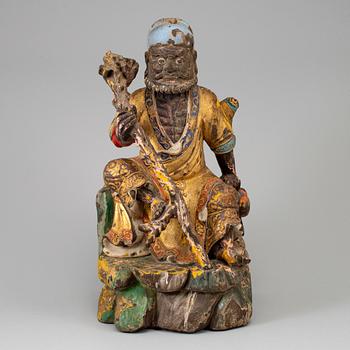 A Chinese wooden figure, 20th century.