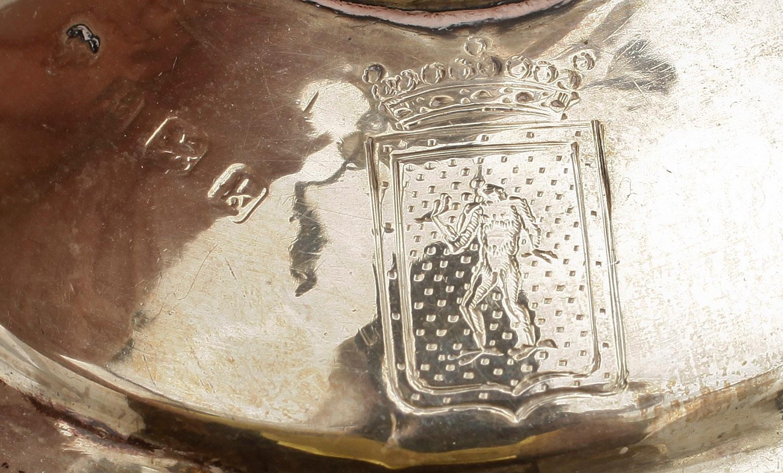 BORDSUPPSATSER, ett par, silver .Birmingham, England 1909. Vikt ca 575 gr.