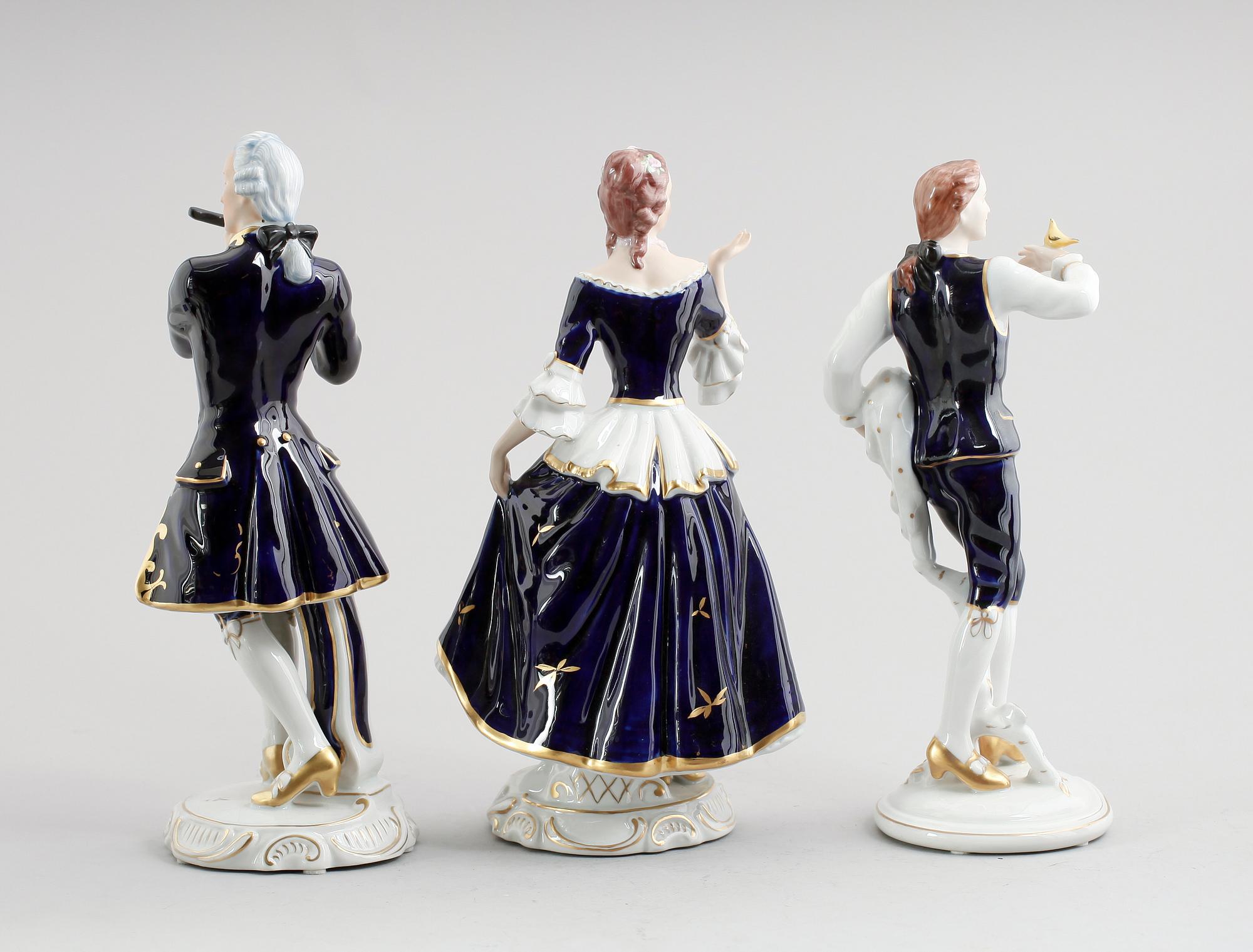FIGURER, 3 st, porslin, Royal Dux, 1900-talets mitt.