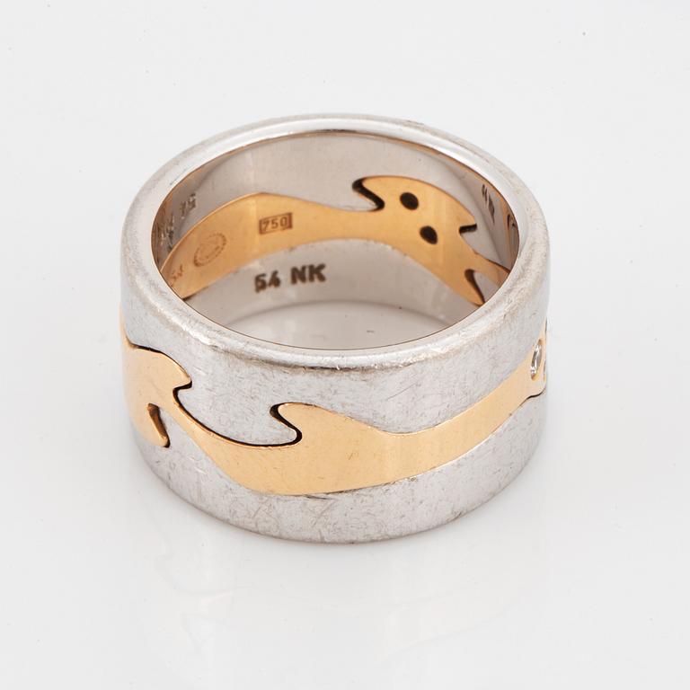 GEORG JENSEN, "Fusion". Rings, 3 st, 18K gold with brilliant-cut diamonds. Nina Koppel.