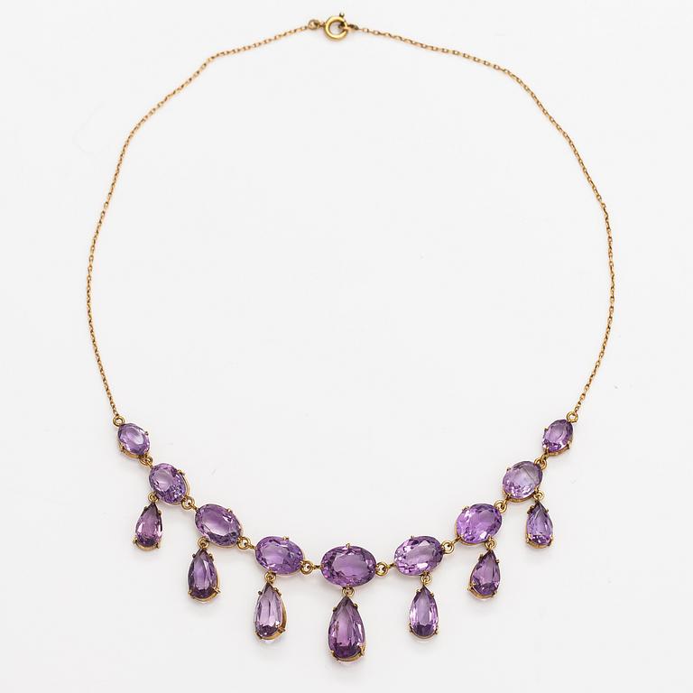 Halsband, förgyllt silver, ametister.