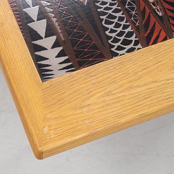 Stig Lindberg & David Rosén, an oak and enamel coffee table from Nordiska Kompaniet and Gustavsberg, 1950's.