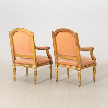 Armchairs, a pair in the Louis XVI style, first half of the 20th century.